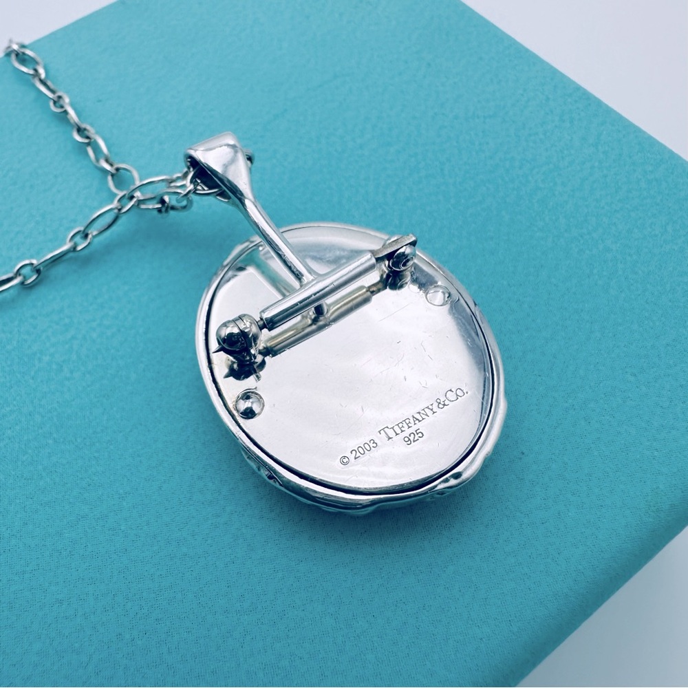 RARE Tiffany & Co. Mother of Pearl Cameo Necklace & Brooch Rose Sterling Silver - Picture 6 of 14